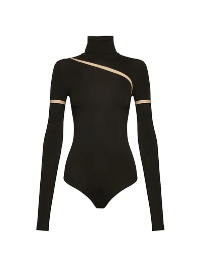 Shop Wolford Women's Leia Turtleneck Bodysuit In Fairly Light Black