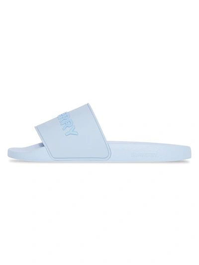 Shop Burberry Furley Slide Sandals In Pale Blue