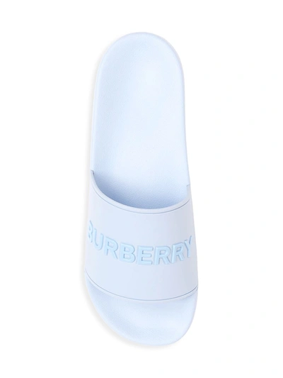 Shop Burberry Furley Slide Sandals In Pale Blue