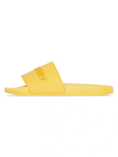 Shop Burberry Furley Slide Sandals In Yellow