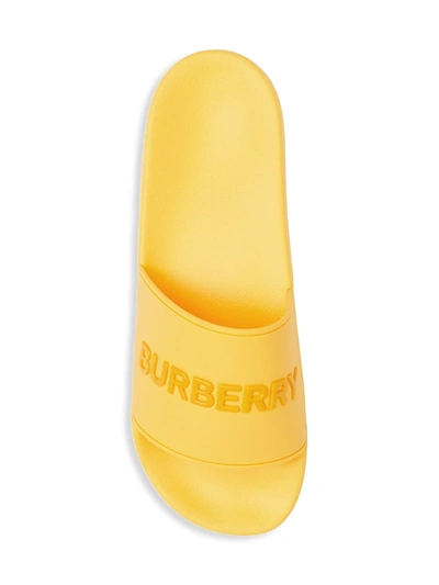 Shop Burberry Furley Slide Sandals In Yellow