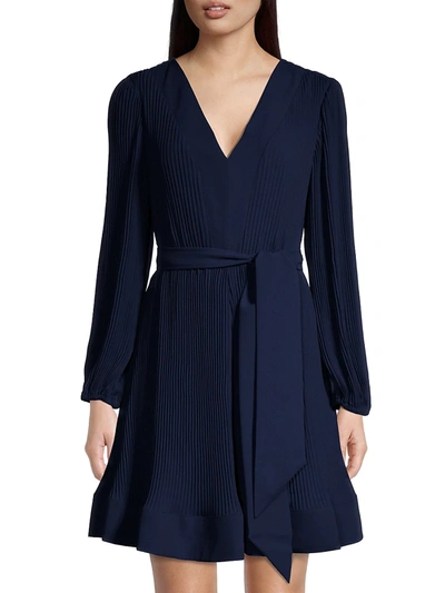 Shop Milly Women's Liv Pleated Dress In Navy