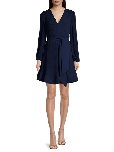 Shop Milly Women's Liv Pleated Dress In Navy