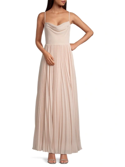 Shop Fame And Partners Women's Camille Cowlneck Plisse Gown In Light Pink