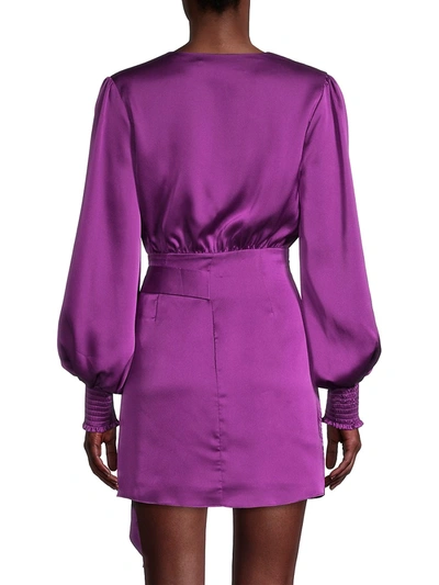 Shop Fame And Partners Riviera Surplice Puff Sleeve Dress In Royal Purple