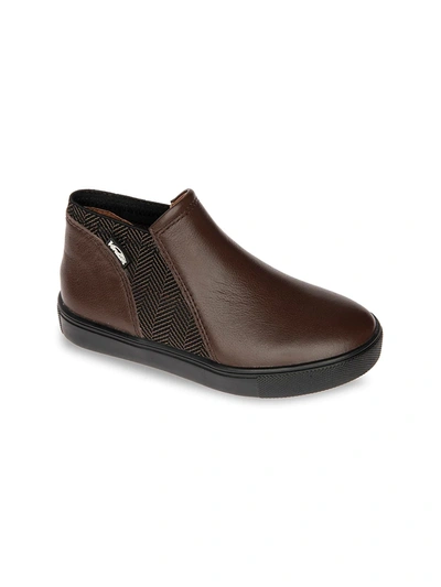 Shop Venettini Little Boy's Leather Slip-on Sneakers In Brown