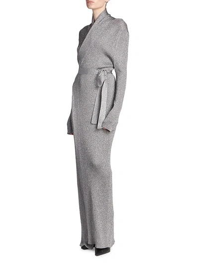Shop Balenciaga Metallic Wrap Maxi-dress In Silver