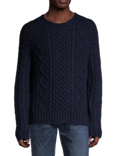 Shop Ralph Lauren Men's Speckled Cable-knit Sweater In Navy Donegal