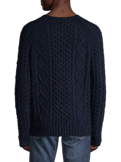 Shop Ralph Lauren Men's Speckled Cable-knit Sweater In Navy Donegal
