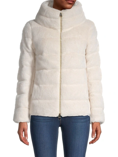 Shop Herno Faux-fur Teddy Down Jacket In Mocha