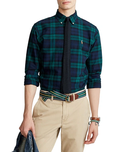 Shop Polo Ralph Lauren Classic-fit Plaid Oxford Shirt In Green Navy