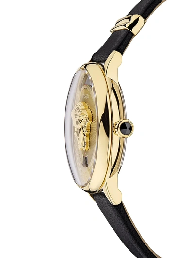 Shop Versace Men's Medusa Icon Ip Yellow Gold Leather Strap Watch