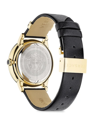 Shop Versace Men's Medusa Icon Ip Yellow Gold Leather Strap Watch