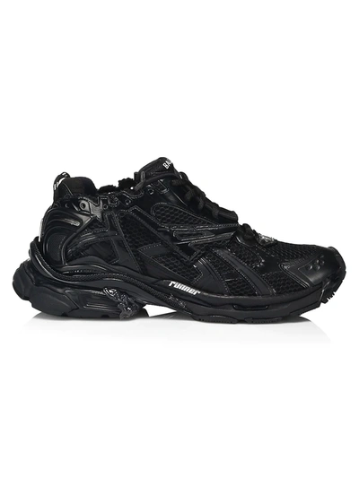 Shop Balenciaga Men's Runner Lace-up Sneakers In Black