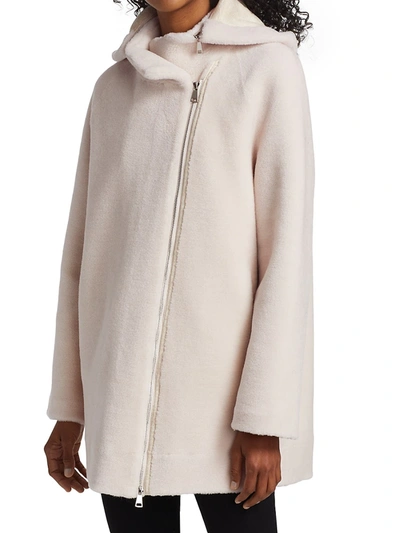 Shop The Fur Salon Women's Lambswool Asymmetric Coat In Ivory