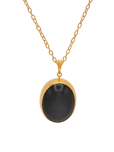 Shop Gurhan Women's Black Moonstone & 24k Yellow Gold Pendant Necklace