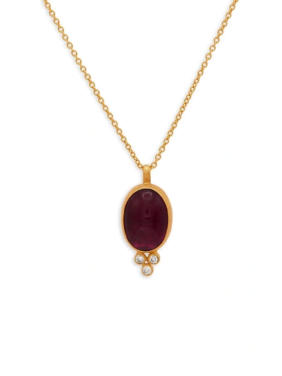 Shop Gurhan Women's Rubellite, Diamond & 24k Yellow Gold Pendant Necklace