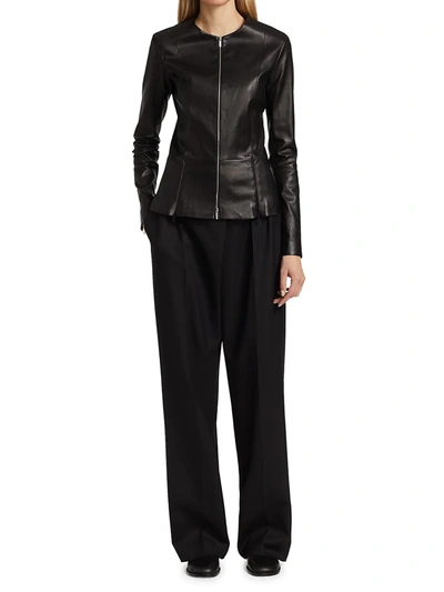 Shop The Row Women's Anasta Bonded Leather Jacket In Black