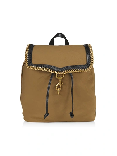Shop Rebecca Minkoff Women's Chain-trimmed Woven Backpack In Military
