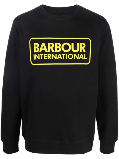 Shop Barbour Logo-print Cotton Sweatshirt In Schwarz