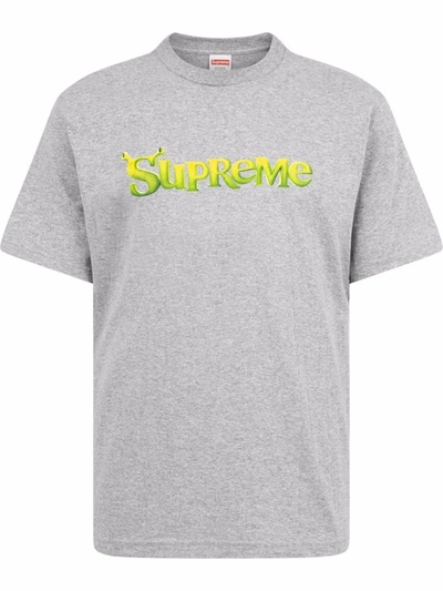 Shop Supreme X Shrek Logo-print T-shirt In Grey