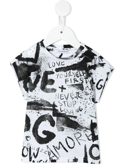Shop Dolce & Gabbana Grafitti Print T-shirt In White