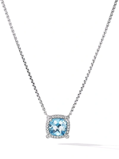 Shop David Yurman Sterling Silver Petite Chatelaine Topaz And Diamond Necklace