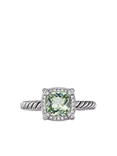 Shop David Yurman Sterling Silver Petite Chatelaine Prasiolite And Diamond Ring