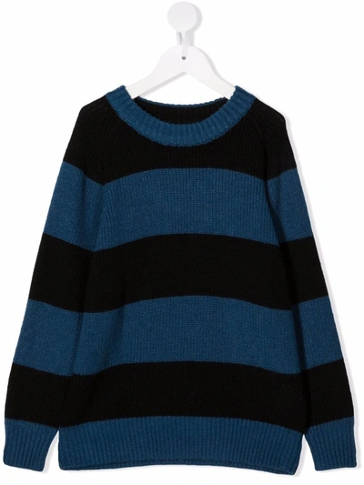 Shop Molo Striped Knit Jumper In Blue