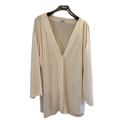 Pre-owned Krizia Silk Cardigan In White