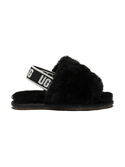 Shop Ugg Fluff Yeah Shearling Sandals In Black