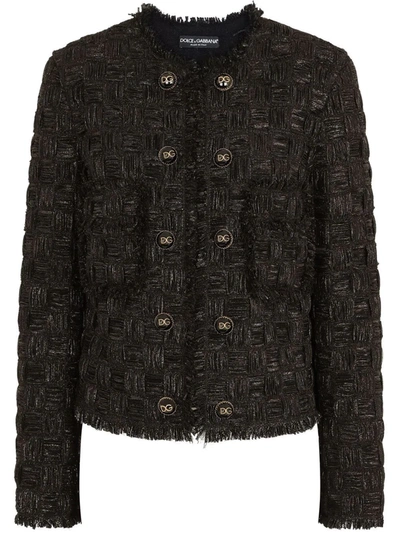Shop Dolce & Gabbana Gabbana Lamé Jacquard Jacket In Black
