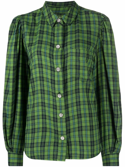 Shop Essentiel Antwerp Check-print Shirt In Green