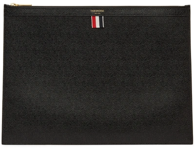 Shop Thom Browne Black Large Zip Laptop Holder In 001 Black