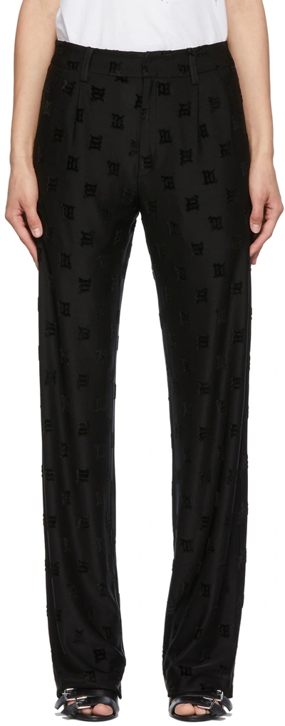 Shop Misbhv Black Velour Monogram Night Trousers