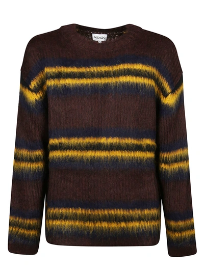 Shop Kenzo Striped Comfort Sweater In B Marron Fonce