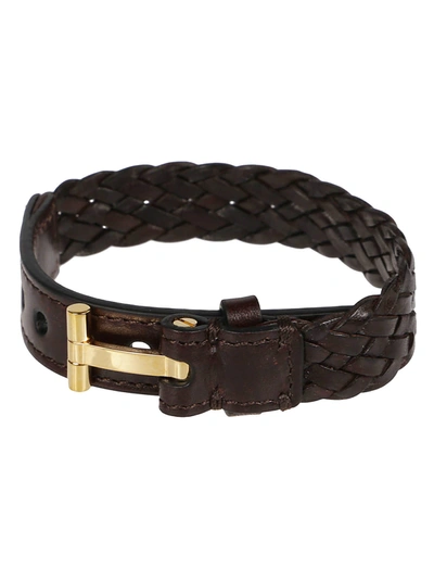 Shop Tom Ford Bracelet In Dbg Dark Brown/gold