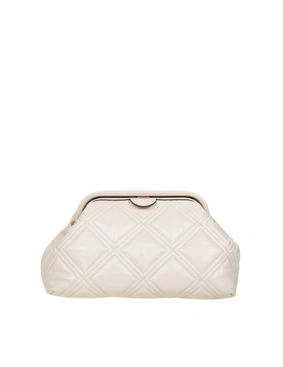 Shop Tory Burch Fleming Soft Frame Shoulder Bag In Quilted Leather In Cream