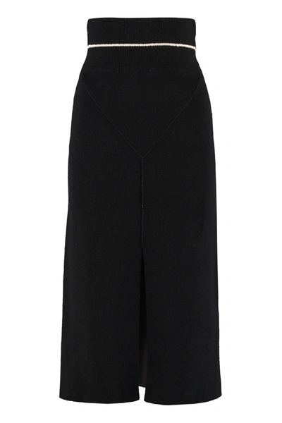 Shop Moncler 2  1952 - Knitted Midi Skirt In Black