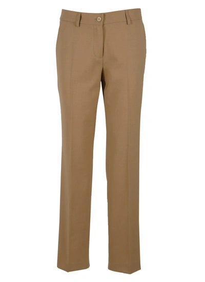 Shop Twinset Polyester Trousers In Camel