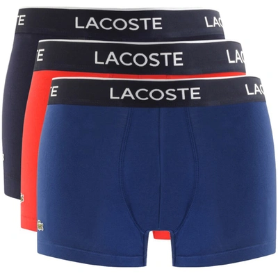Shop Lacoste Underwear Triple Pack Boxer Trunks Navy