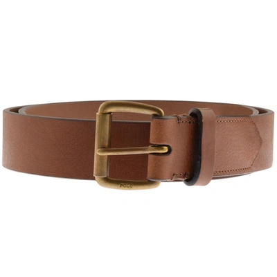 Shop Ralph Lauren Tmbled Leather Belt Brown
