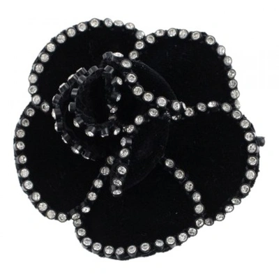 Chanel Chanel Black Satin Camellia Brooch Pin