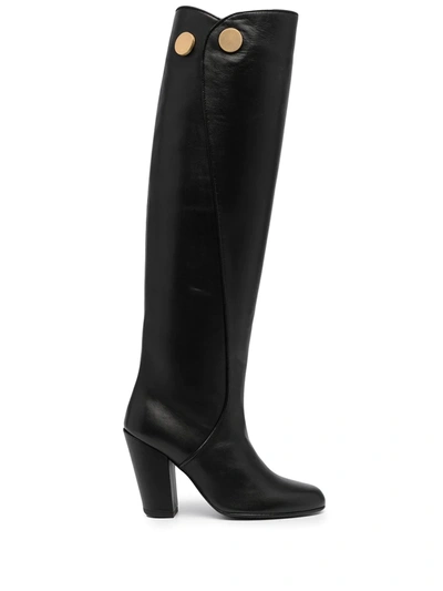 Shop Ports 1961 Button Detail Over The Knee Boots In Black