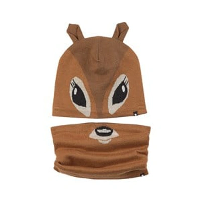 Shop Molo Deer Kleo Beanie Set In Brown