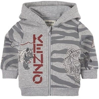 Shop Kenzo Kids Gray The Tiger Hoodie In Grey