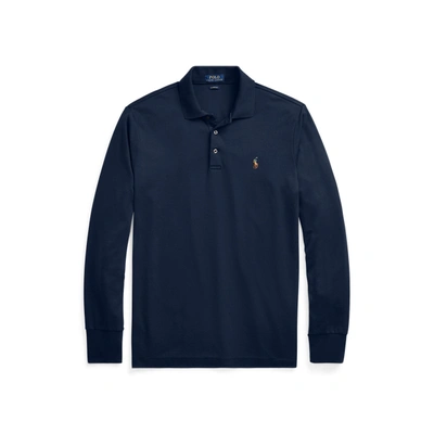 Shop Polo Ralph Lauren Soft Cotton Long-sleeve Polo Shirt In French Navy