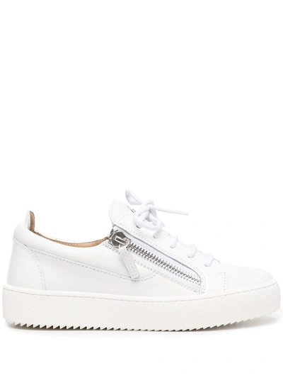 Shop Giuseppe Zanotti Side Zip Sneakers In White