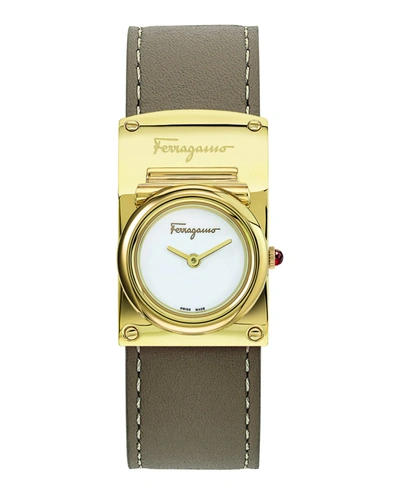 Shop Ferragamo Boxyz Leather Watch In Gold