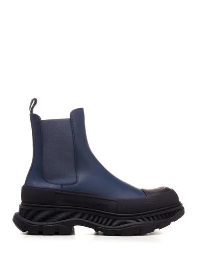 Shop Alexander Mcqueen Tread Slick Boots In Blue